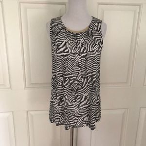 CAREER CAMI BLOUSE ZEBRA ANIMAL PRINT GOLD BAR